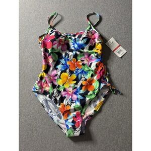 On The Beach Women's Multicolor Floral 1-Piece Bathing Suit 14 Adjustable Strap